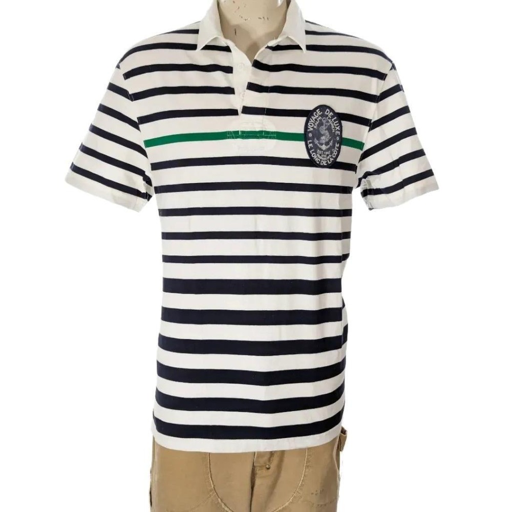 VTG Polo Ralph Lauren Nautical Voyage De Luxe Anchor Patch Polo Shirt Sz L EUC
